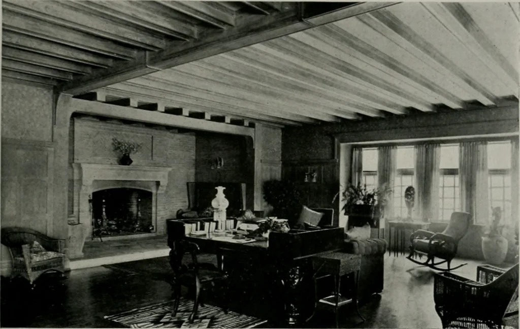 An illustration from American country houses of to-day; an illustrated account of some excellent houses built and gardens planted during the last few years, showing unmistakable influence of the modern trend in ideals architectural, 1915, leaf 96