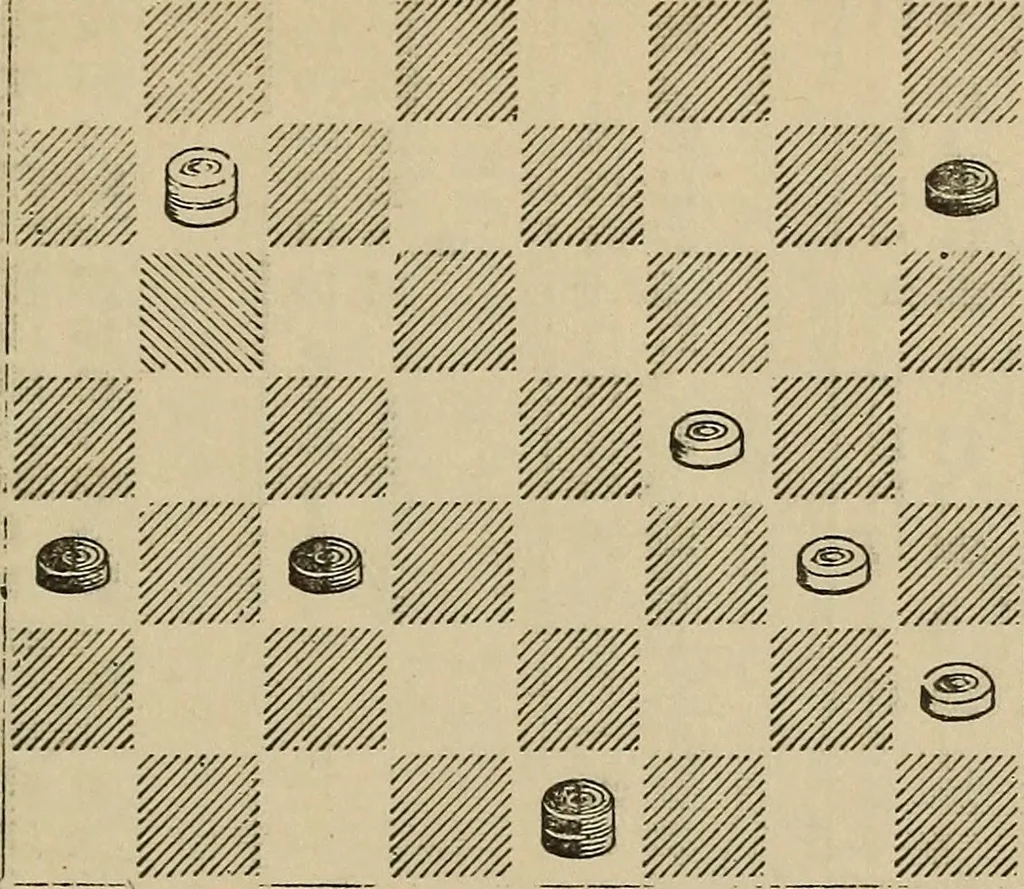 An illustration from The American draught player; or, The theory and practice of the scientific game of checkers;, 1880, leaf 116