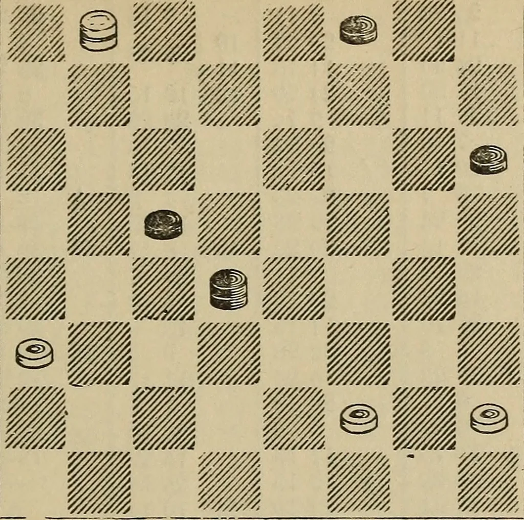 An illustration from The American draught player; or, The theory and practice of the scientific game of checkers;, 1880, leaf 190