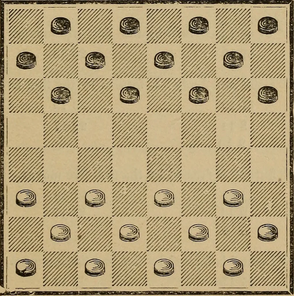 An illustration from The American draught player; or, The theory and practice of the scientific game of checkers;, 1880, leaf 20