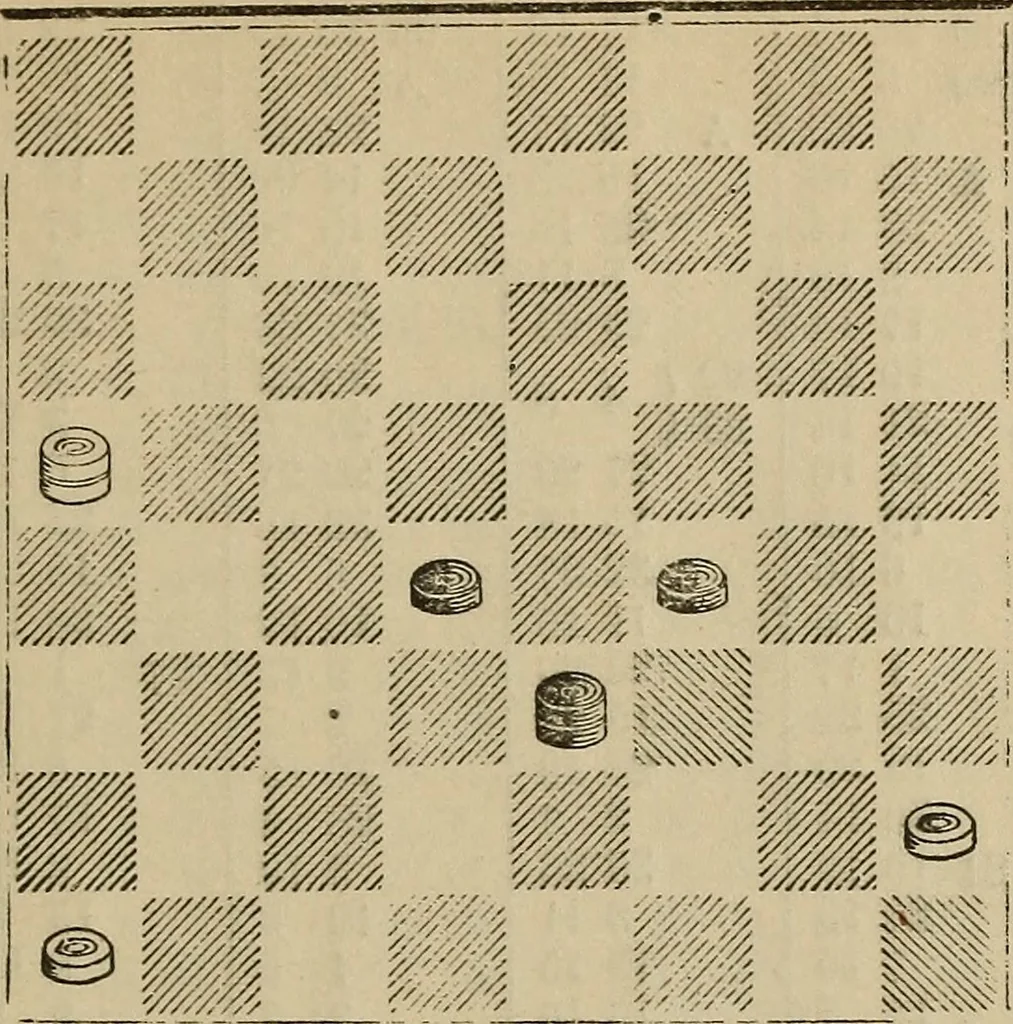 An illustration from The American draught player; or, The theory and practice of the scientific game of checkers;, 1880, leaf 240