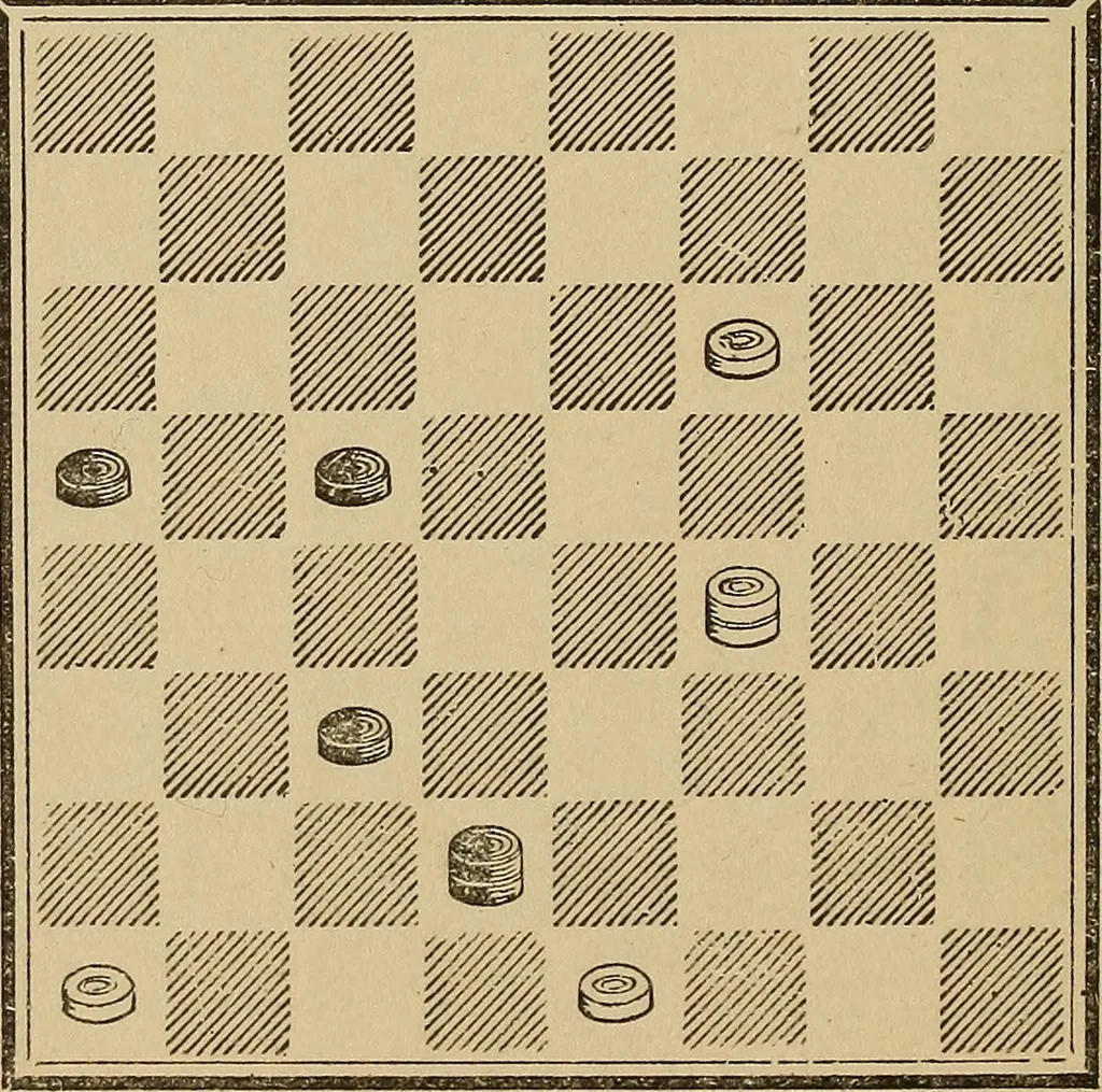An illustration from The American draught player; or, The theory and practice of the scientific game of checkers;, 1880, leaf 299