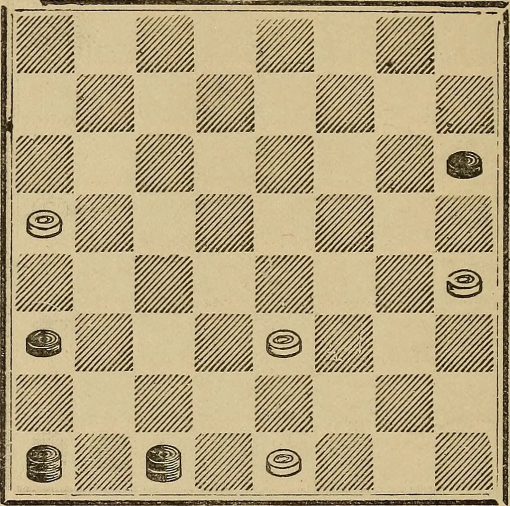 An illustration from The American draught player; or, The theory and practice of the scientific game of checkers;, 1880, leaf 305