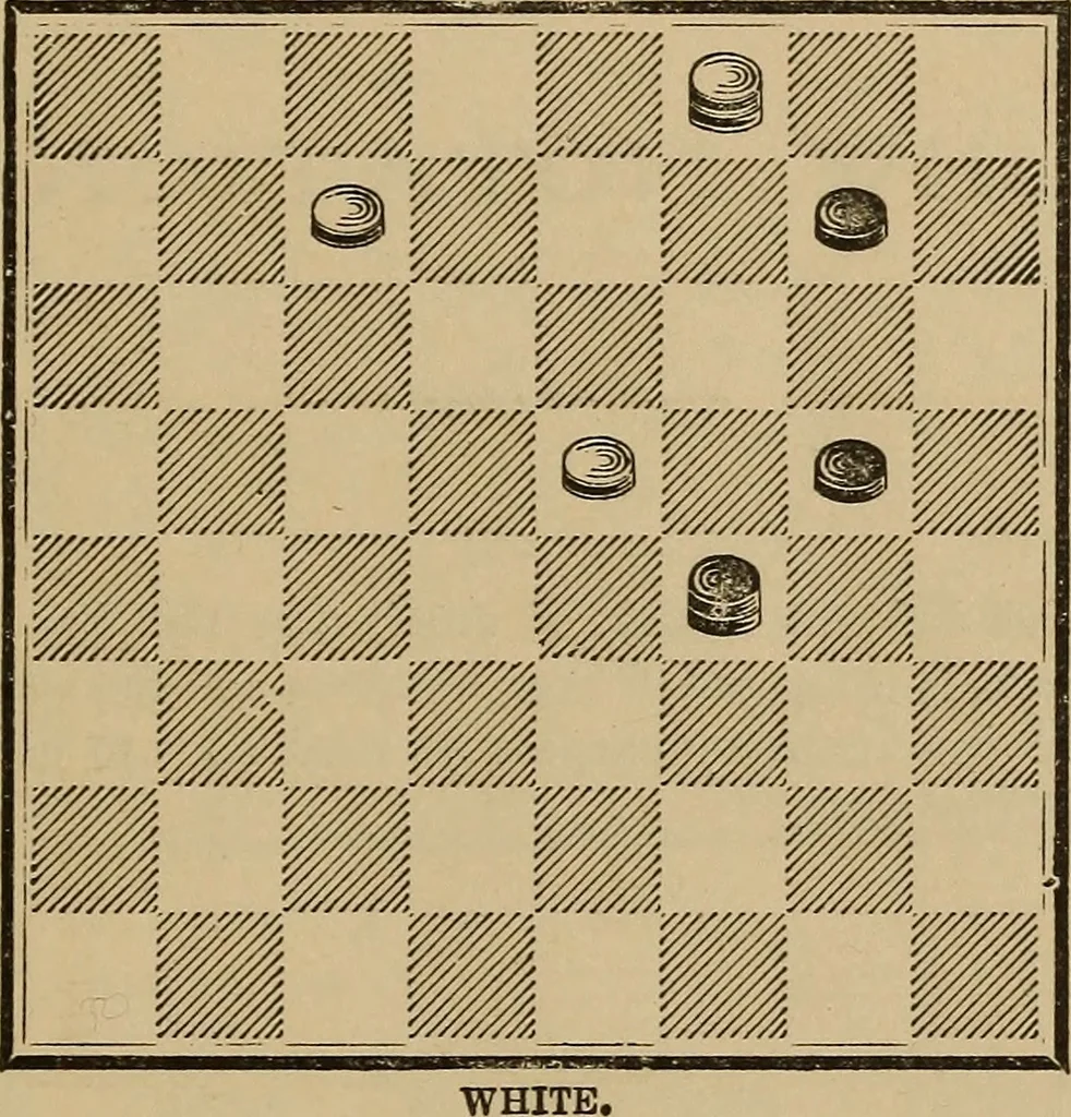 An illustration from The American draught player; or, The theory and practice of the scientific game of checkers;, 1880, leaf 32