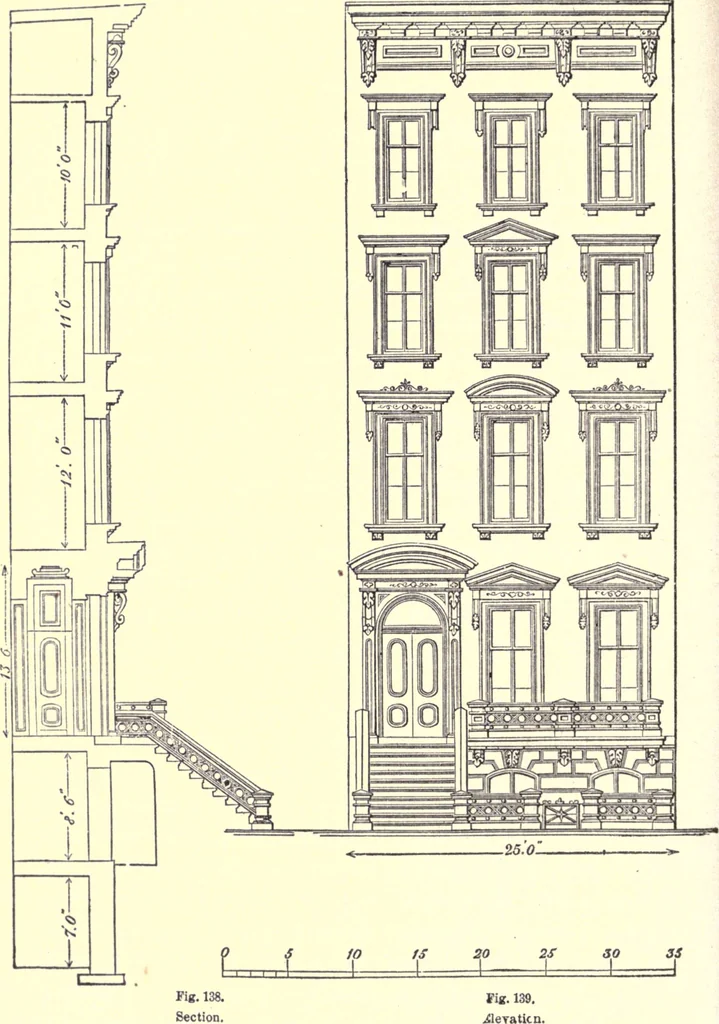 An illustration from The American house-carpenter; a treatise on the art of building, and the strength of materials, 1873, leaf 131