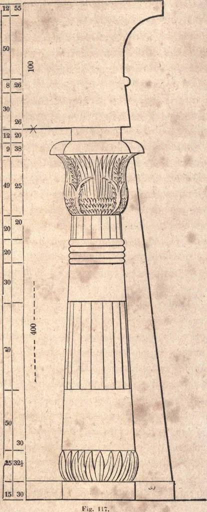 An illustration from The American house-carpenter; a treatise upon architecture, cornices and mouldings, framing, doors, windows, and stairs. Together with the most important principles of practical geometry, 1852, leaf 105