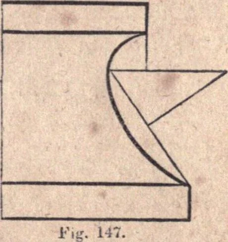 An illustration from The American house-carpenter; a treatise upon architecture, cornices and mouldings, framing, doors, windows, and stairs. Together with the most important principles of practical geometry, 1852, leaf 132