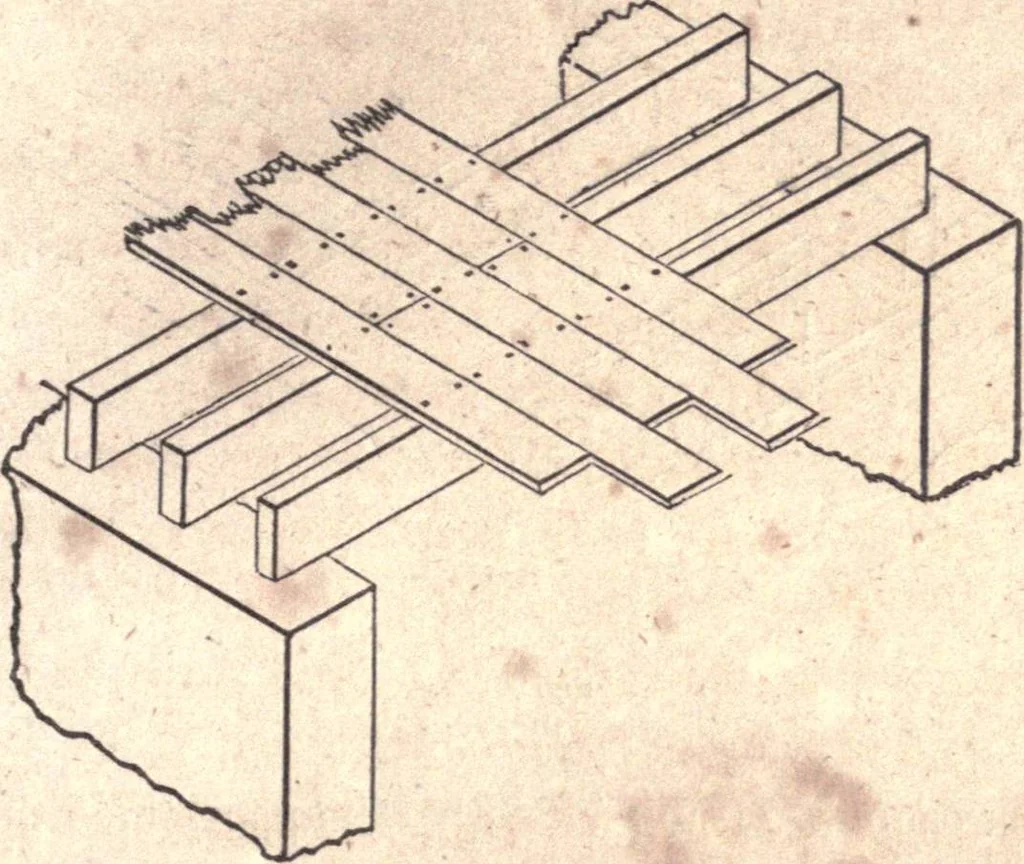 An illustration from The American house-carpenter; a treatise upon architecture, cornices and mouldings, framing, doors, windows, and stairs. Together with the most important principles of practical geometry, 1852, leaf 166