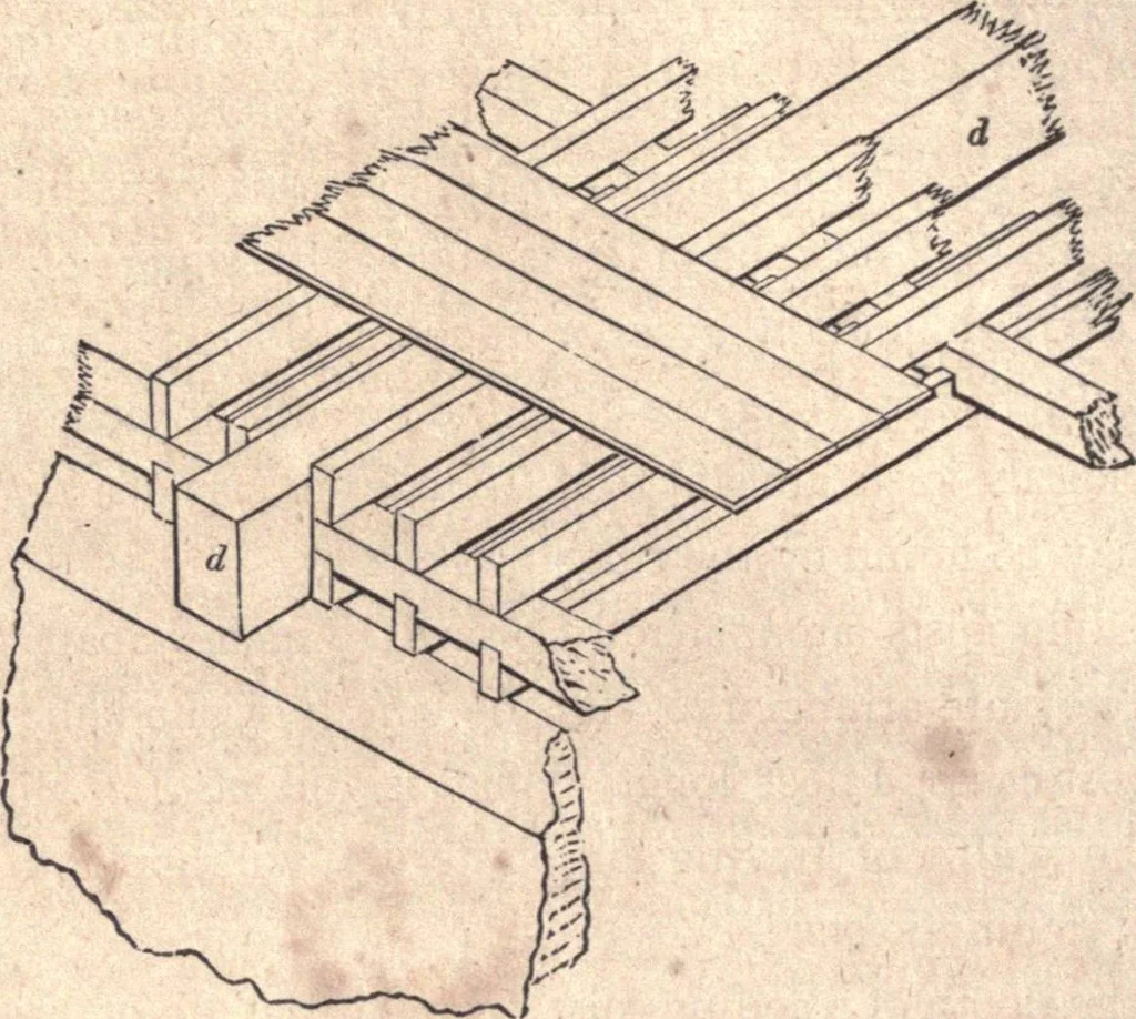 An illustration from The American house-carpenter; a treatise upon architecture, cornices and mouldings, framing, doors, windows, and stairs. Together with the most important principles of practical geometry, 1852, leaf 171