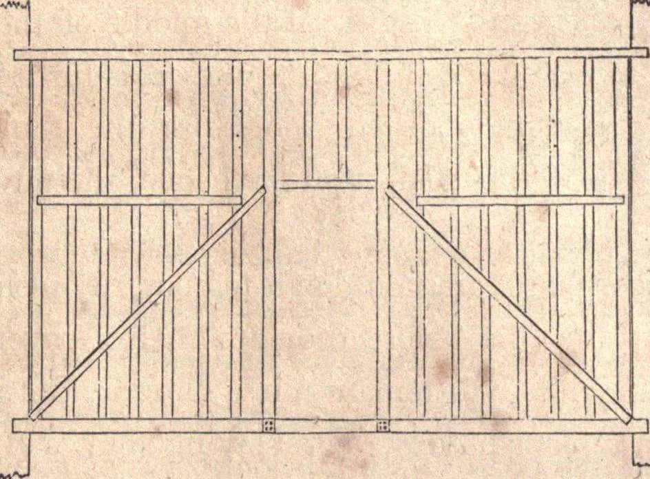An illustration from The American house-carpenter; a treatise upon architecture, cornices and mouldings, framing, doors, windows, and stairs. Together with the most important principles of practical geometry, 1852, leaf 175