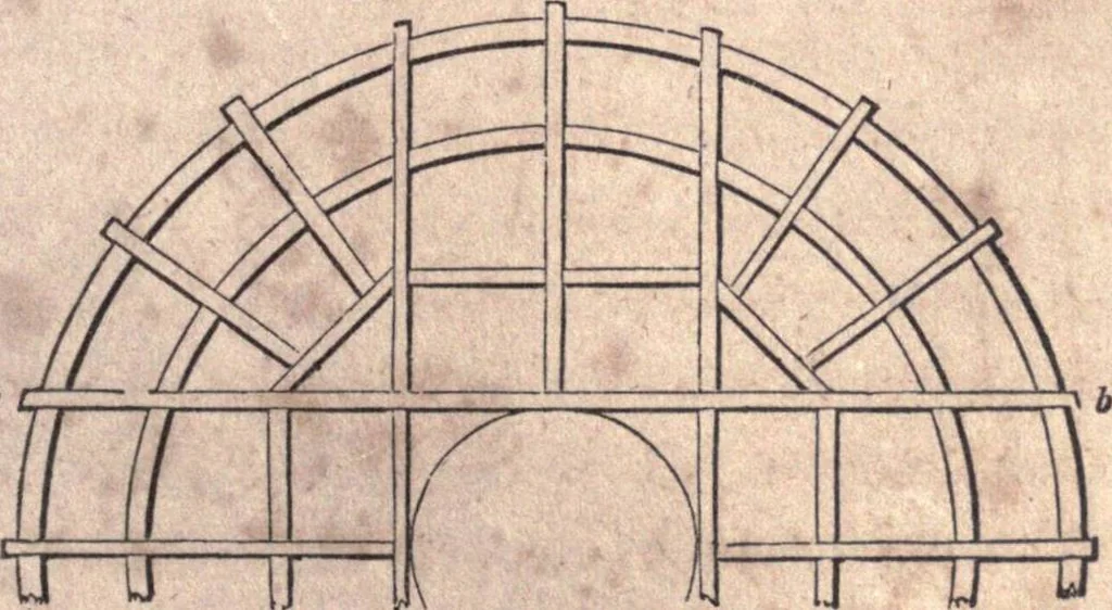 An illustration from The American house-carpenter; a treatise upon architecture, cornices and mouldings, framing, doors, windows, and stairs. Together with the most important principles of practical geometry, 1852, leaf 186