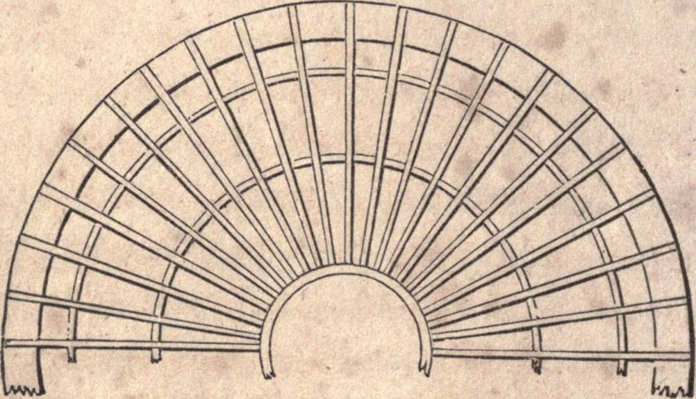 An illustration from The American house-carpenter; a treatise upon architecture, cornices and mouldings, framing, doors, windows, and stairs. Together with the most important principles of practical geometry, 1852, leaf 187
