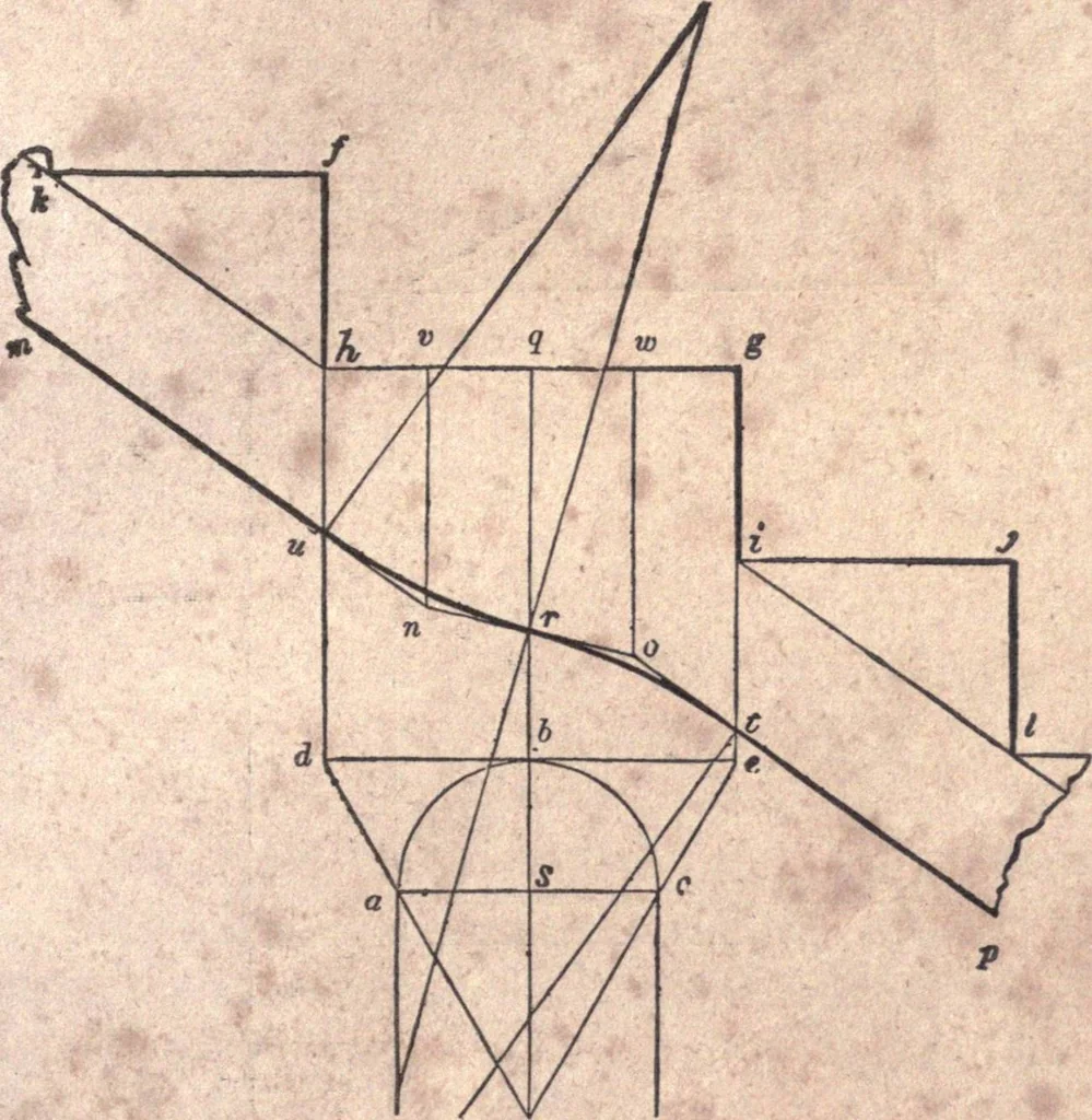 An illustration from The American house-carpenter; a treatise upon architecture, cornices and mouldings, framing, doors, windows, and stairs. Together with the most important principles of practical geometry, 1852, leaf 226
