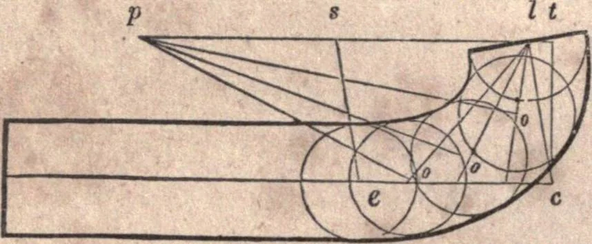 An illustration from The American house-carpenter; a treatise upon architecture, cornices and mouldings, framing, doors, windows, and stairs. Together with the most important principles of practical geometry, 1852, leaf 231