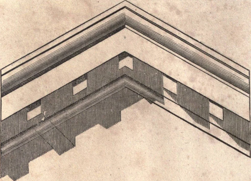 An illustration from The American house-carpenter; a treatise upon architecture, cornices and mouldings, framing, doors, windows, and stairs. Together with the most important principles of practical geometry, 1852, leaf 289