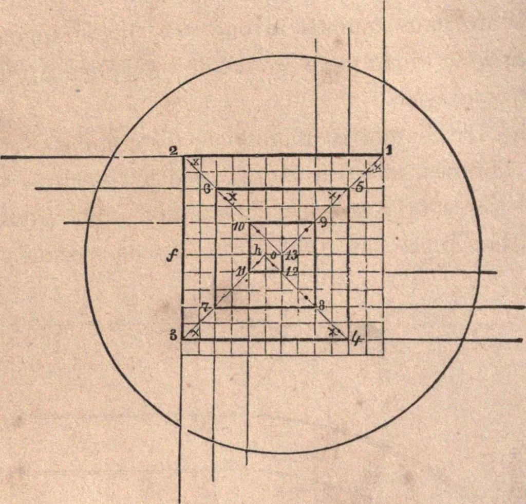 An illustration from The American house-carpenter; a treatise upon architecture, cornices and mouldings, framing, doors, windows, and stairs. Together with the most important principles of practical geometry, 1852, leaf 97