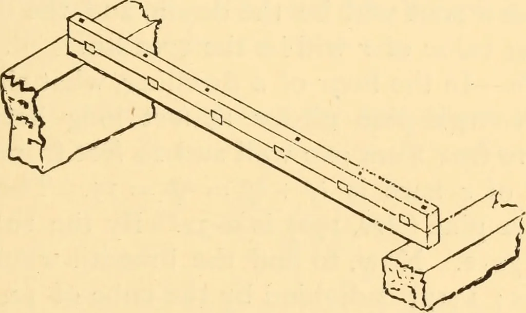 An illustration from The American house carpenter. A treatise on the art of building. Comprising styles of architecture, strength of materials, and the theory and practice of the construction of floors, framed girders, roof trusses, rolled-iron beams, tubular-iron girders, cast-iron girders, stairs, doors, windows, mouldings, and cornices; together with a compend of mathematics. A manual for the practical use of architects, carpenters, stair-builders, and others, 1880, leaf 178