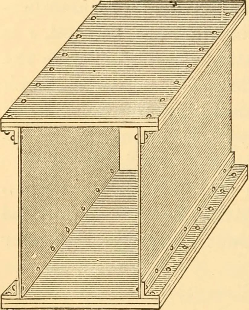 An illustration from The American house carpenter. A treatise on the art of building. Comprising styles of architecture, strength of materials, and the theory and practice of the construction of floors, framed girders, roof trusses, rolled-iron beams, tubular-iron girders, cast-iron girders, stairs, doors, windows, mouldings, and cornices; together with a compend of mathematics. A manual for the practical use of architects, carpenters, stair-builders, and others, 1880, leaf 191