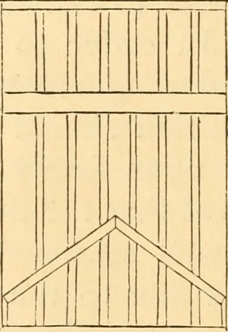 An illustration from The American house carpenter. A treatise on the art of building. Comprising styles of architecture, strength of materials, and the theory and practice of the construction of floors, framed girders, roof trusses, rolled-iron beams, tubular-iron girders, cast-iron girders, stairs, doors, windows, mouldings, and cornices; together with a compend of mathematics. A manual for the practical use of architects, carpenters, stair-builders, and others, 1880, leaf 213