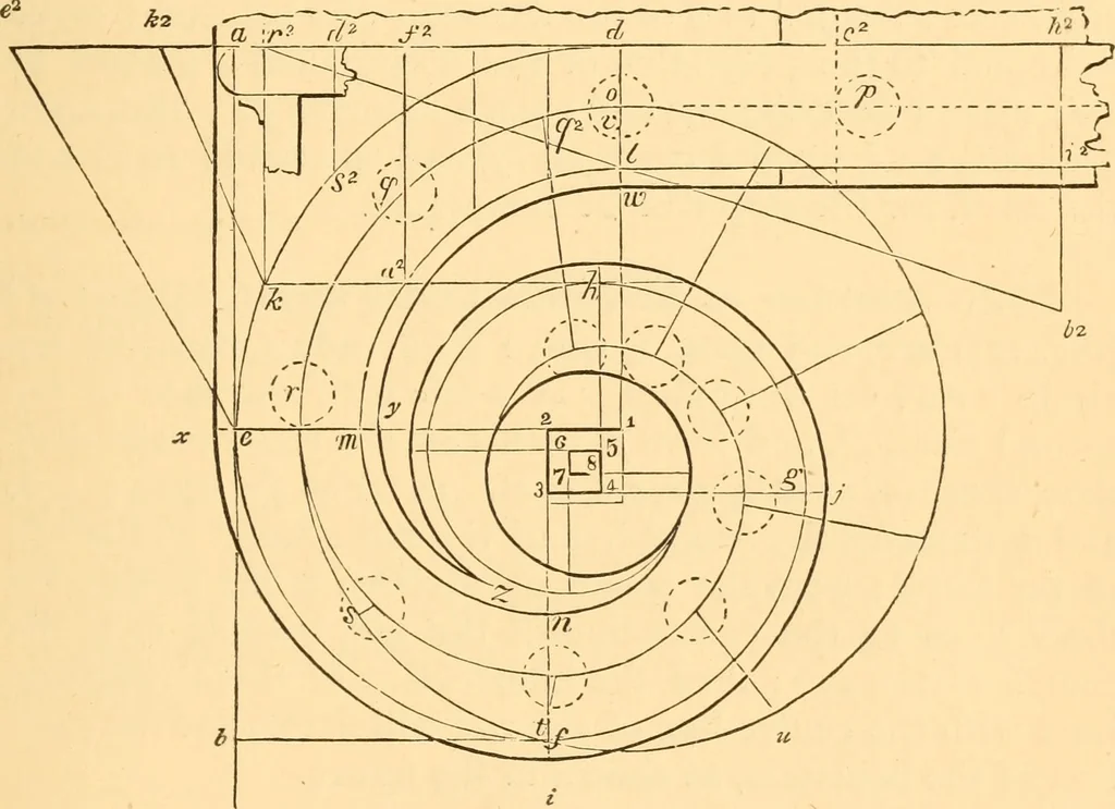 An illustration from The American house carpenter. A treatise on the art of building. Comprising styles of architecture, strength of materials, and the theory and practice of the construction of floors, framed girders, roof trusses, rolled-iron beams, tubular-iron girders, cast-iron girders, stairs, doors, windows, mouldings, and cornices; together with a compend of mathematics. A manual for the practical use of architects, carpenters, stair-builders, and others, 1880, leaf 348