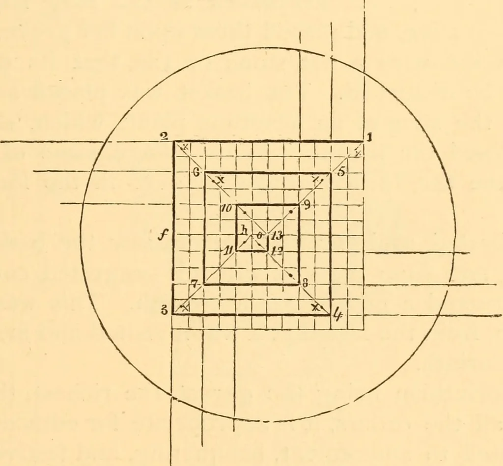 An illustration from The American house carpenter. A treatise on the art of building. Comprising styles of architecture, strength of materials, and the theory and practice of the construction of floors, framed girders, roof trusses, rolled-iron beams, tubular-iron girders, cast-iron girders, stairs, doors, windows, mouldings, and cornices; together with a compend of mathematics. A manual for the practical use of architects, carpenters, stair-builders, and others, 1880, leaf 50