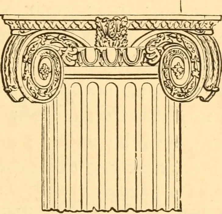 An illustration from The American house carpenter. A treatise on the art of building. Comprising styles of architecture, strength of materials, and the theory and practice of the construction of floors, framed girders, roof trusses, rolled-iron beams, tubular-iron girders, cast-iron girders, stairs, doors, windows, mouldings, and cornices; together with a compend of mathematics. A manual for the practical use of architects, carpenters, stair-builders, and others, 1880, leaf 58