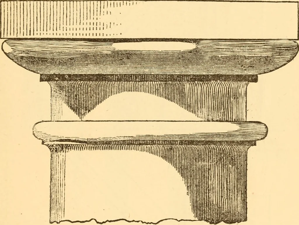 An illustration from The American house carpenter. A treatise on the art of building. Comprising styles of architecture, strength of materials, and the theory and practice of the construction of floors, framed girders, roof trusses, rolled-iron beams, tubular-iron girders, cast-iron girders, stairs, doors, windows, mouldings, and cornices; together with a compend of mathematics. A manual for the practical use of architects, carpenters, stair-builders, and others, 1880, leaf 654