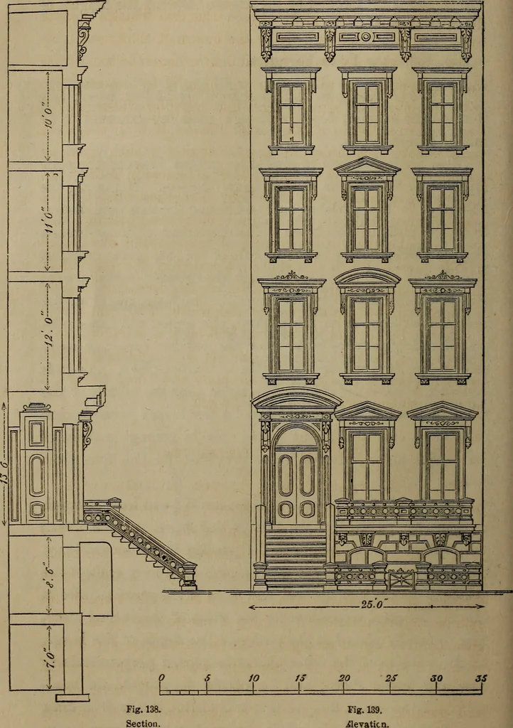 An illustration from The American house-carpenter; a treatise on the art of building, and the strength of materials, 1867, leaf 129