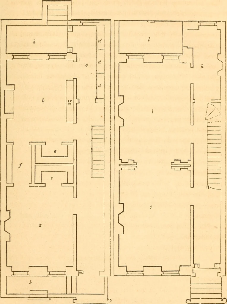 An illustration from The American house carpenter: a treatise upon architecture, cornices and mouldings, framing, doors, windows and stairs. Together with the most important principles of practical geometry, 1852, leaf 108