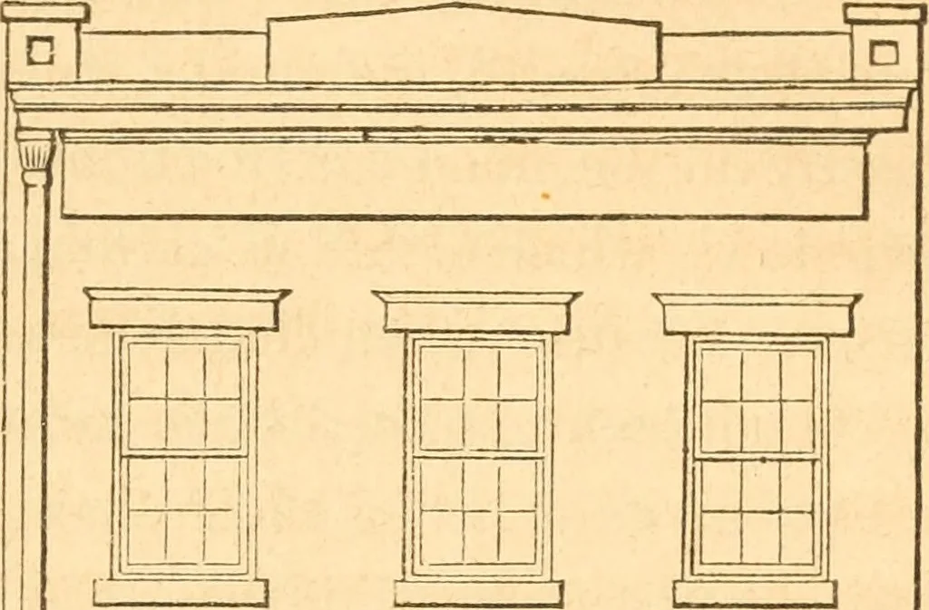 An illustration from The American house carpenter: a treatise upon architecture, cornices and mouldings, framing, doors, windows and stairs. Together with the most important principles of practical geometry, 1852, leaf 112
