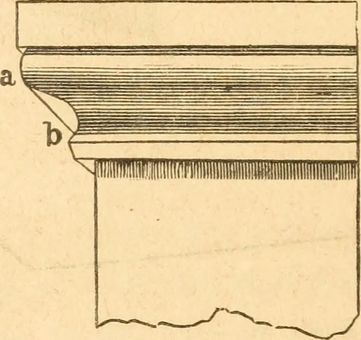 An illustration from The American house carpenter: a treatise upon architecture, cornices and mouldings, framing, doors, windows and stairs. Together with the most important principles of practical geometry, 1852, leaf 275
