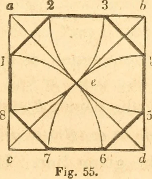 An illustration from The American house carpenter: a treatise upon architecture, cornices and mouldings, framing, doors, windows and stairs. Together with the most important principles of practical geometry, 1852, leaf 46