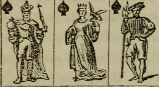 An illustration from The American Hoyle, or, Gentleman's hand-book of games: containing all the games played in the United States, with rules, descriptions, and technicalities, adapted to the American methods of playing, 1864, leaf 215