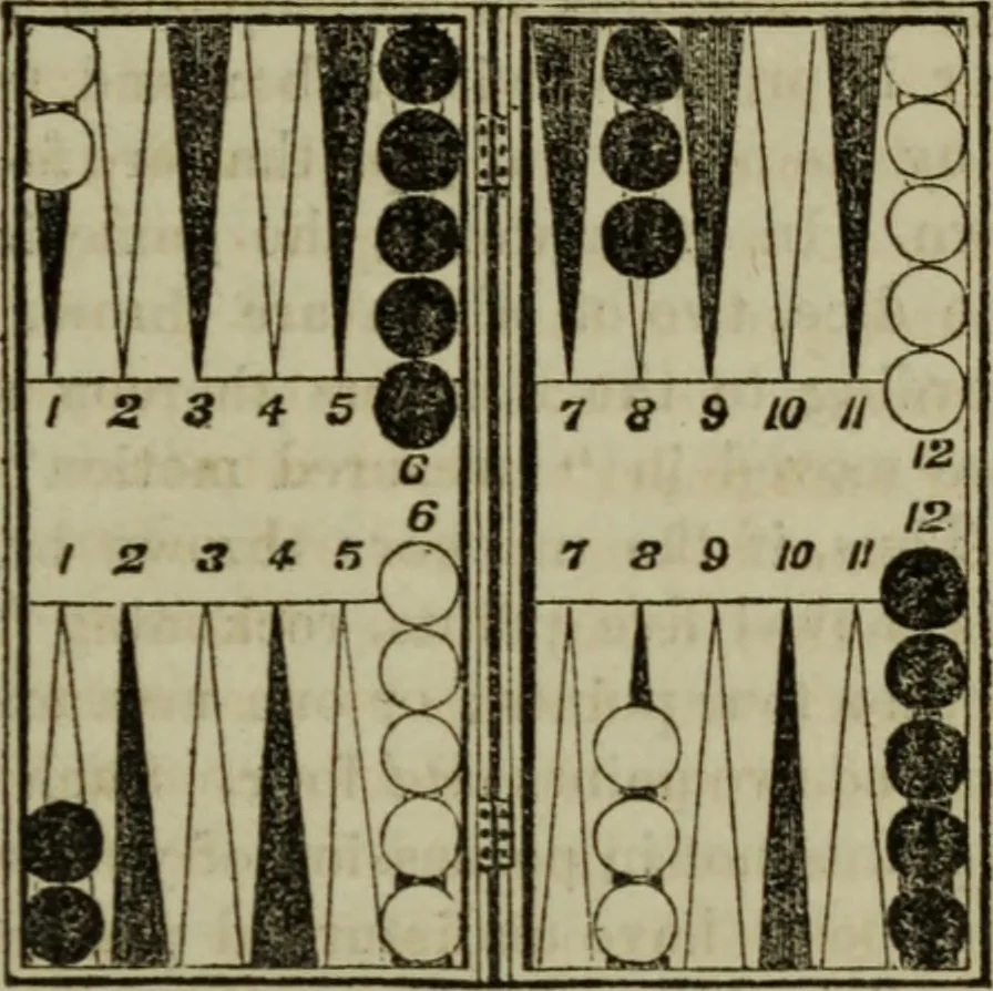 An illustration from The American Hoyle, or, Gentleman's hand-book of games: containing all the games played in the United States, with rules, descriptions, and technicalities, adapted to the American methods of playing, 1864, leaf 380