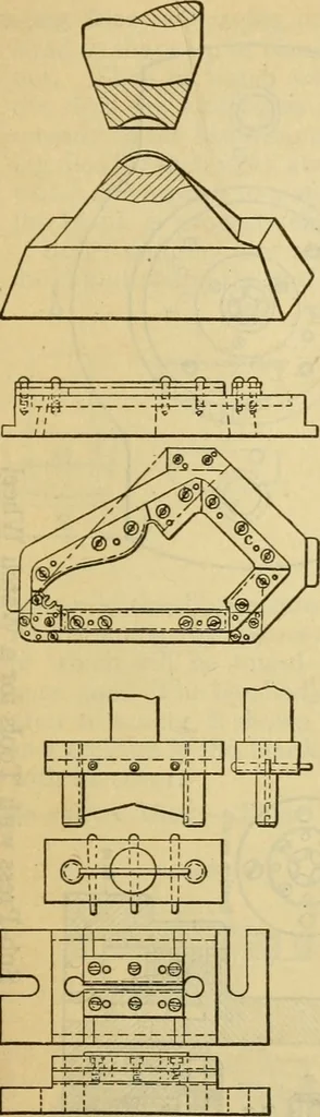 An illustration from American machinists' handbook and dictionary of shop terms : a reference book of machine shop and drawing room data, methods and definitions, 1914, leaf 624