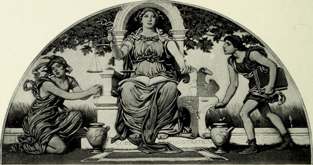 An illustration from American mural painting : a study of the important decorations by distinguished artists in the United States, 1902, leaf 215