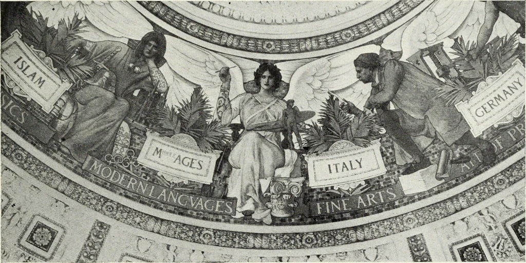 An illustration from American mural painting : a study of the important decorations by distinguished artists in the United States, 1902, leaf 218
