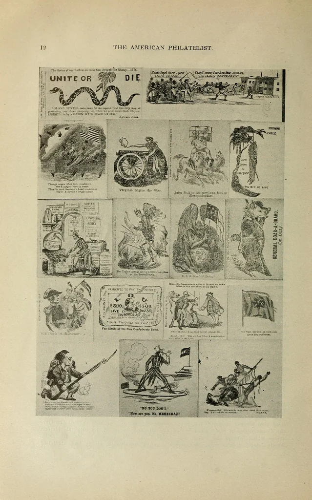 An illustration from The American philatelist, 1887, leaf 14