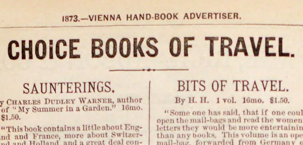 An illustration from The American's hand-book to Vienna and the exhibition : comprising all necessary information in regard to routes, expenses, hotels, boarding-houses, postage, moneys, railway fares, steamers, cabs, legations, &c., with time tables, maps, &c, 1873, leaf 122
