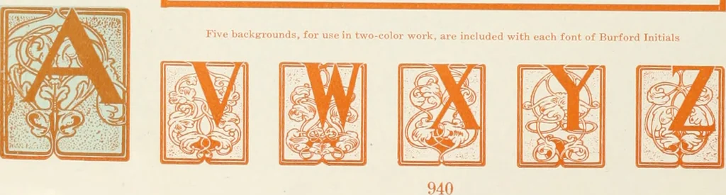 An illustration from American specimen book of type styles : complete catalogue of printing machinery and printing supplies, 1912, 1912, leaf 955