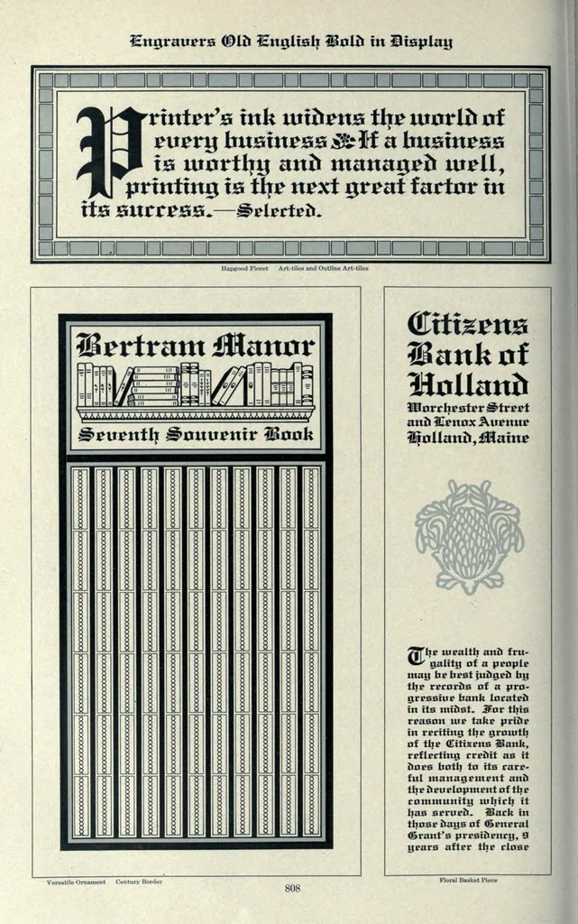 An illustration from American specimen book of type styles : complete catalogue of printing machinery and printing supplies. 1912, 1912, leaf 822