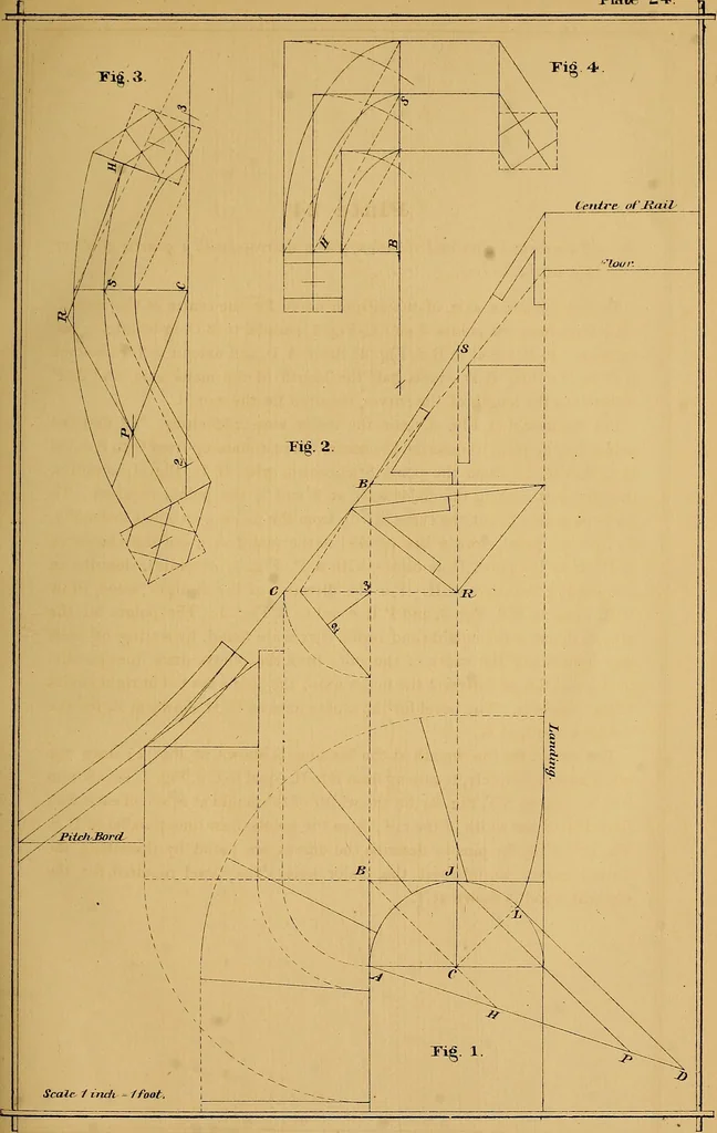 An illustration from The American stair-builders' guide, 1875, leaf 102