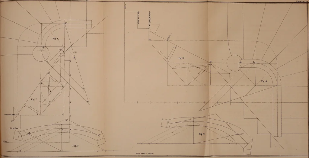 An illustration from The American stair-builders' guide, 1875, leaf 134