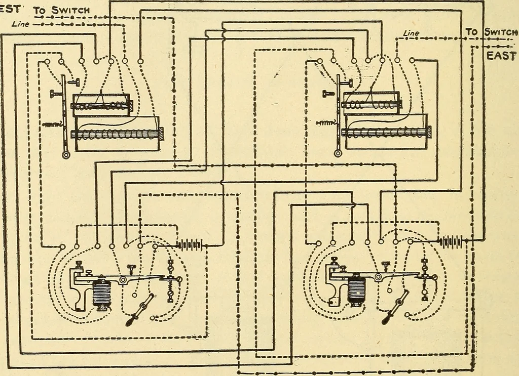 An illustration from American telegraphy and encyclopedia of the telegraph; systems, apparatus, operation, 1909, leaf 199