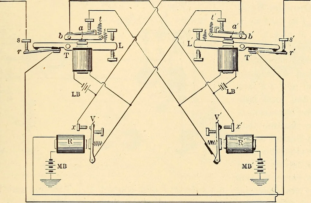 An illustration from American telegraphy and encyclopedia of the telegraph; systems, apparatus, operation, 1909, leaf 202