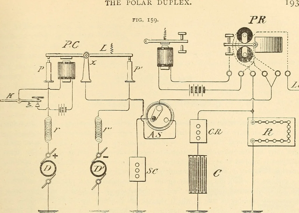 An illustration from American telegraphy and encyclopedia of the telegraph; systems, apparatus, operation, 1909, leaf 232