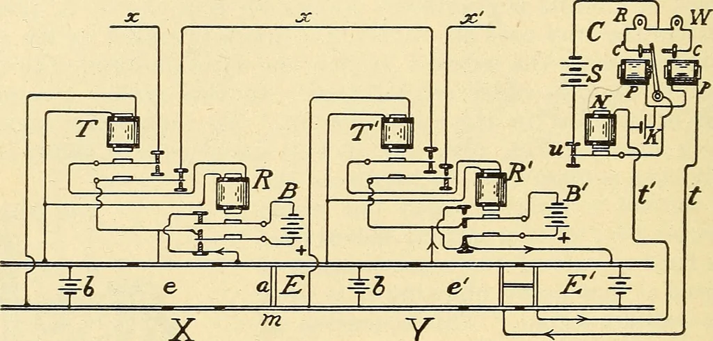 An illustration from American telegraphy and encyclopedia of the telegraph; systems, apparatus, operation, 1909, leaf 621