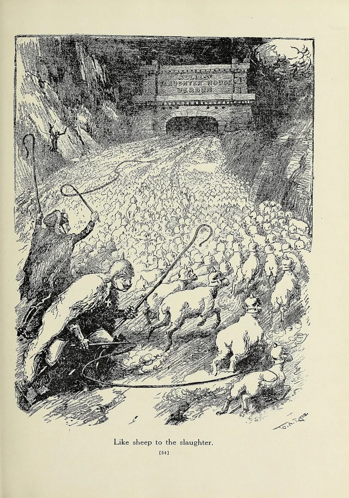 An illustration from America's black and white book; one hundred pictured reasons why we are at war, 1917, leaf 119