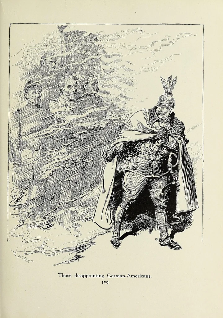 An illustration from America's black and white book; one hundred pictured reasons why we are at war, 1917, leaf 141