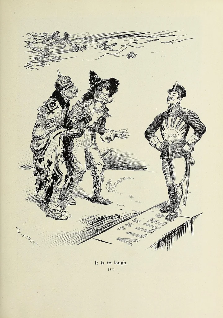 An illustration from America's black and white book; one hundred pictured reasons why we are at war, 1917, leaf 177